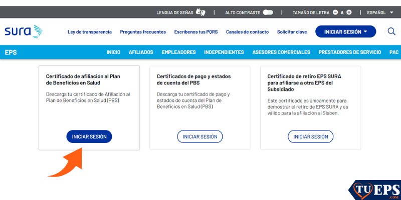 como descargar el certificado de eps sura