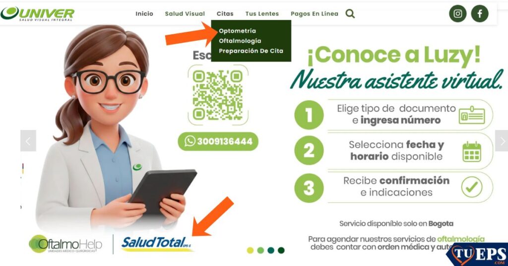 Cómo solicitar una cita de optometría Salud Total